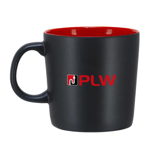 Kaffemugg Emma. 25 cl. Svart matt utsida, röd blank insida